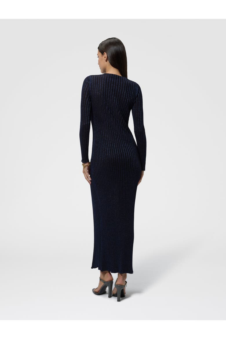 Ribbed Long Dress With Slit, Alternate, color, Navy Blue
