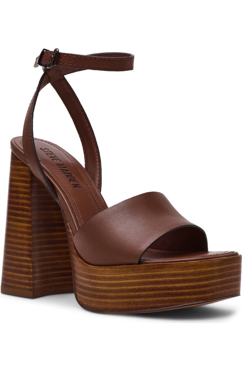 Steve Madden Floria Platform Ankle Strap Sandal, Main, color, Brown Leather