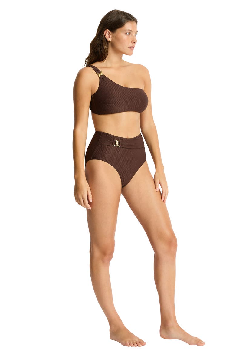 Luminara High Waist Bikini Bottoms, Alternate, color, COCOA