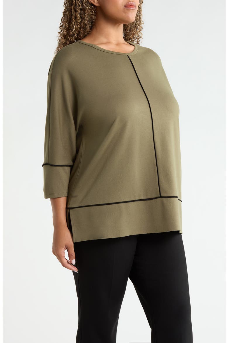 Piped Dolman Sleeve Tunic, Alternate, color, JASPER GREEN / JONES BLACK