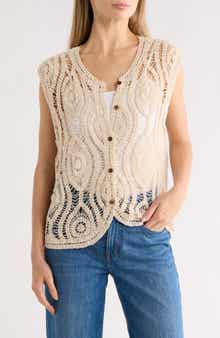 Forgotten Grace Cap Sleeve Cotton Crochet Vest
