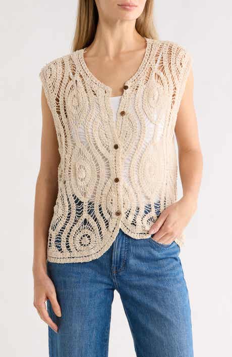 Forgotten Grace Cap Sleeve Cotton Crochet Vest
