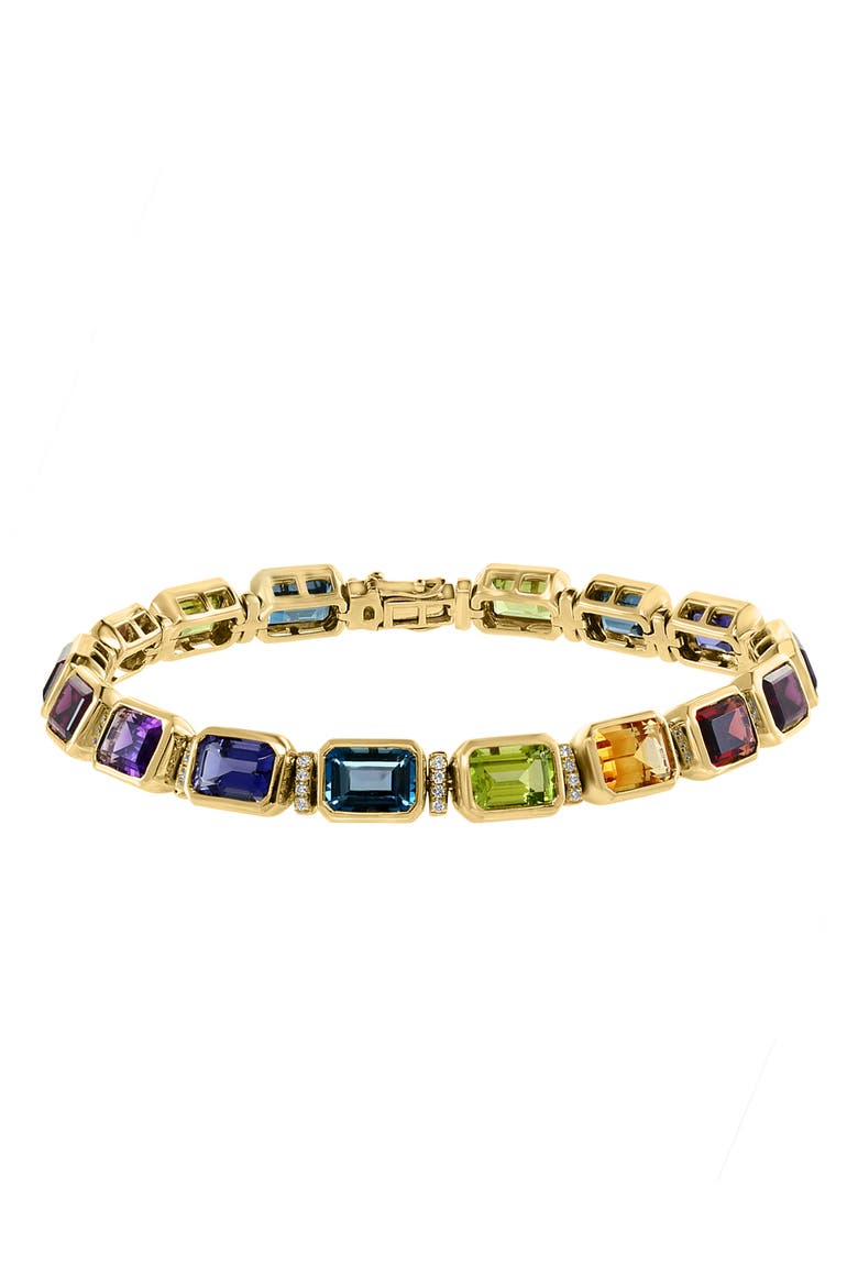 14K Yellow Gold Diamond,Amethyst,London Blue Topaz,Citrine,Garnet,Rhodolite,Iolite,Peridot Bracelet, Main, color, Hematite and FW Blush Pearl