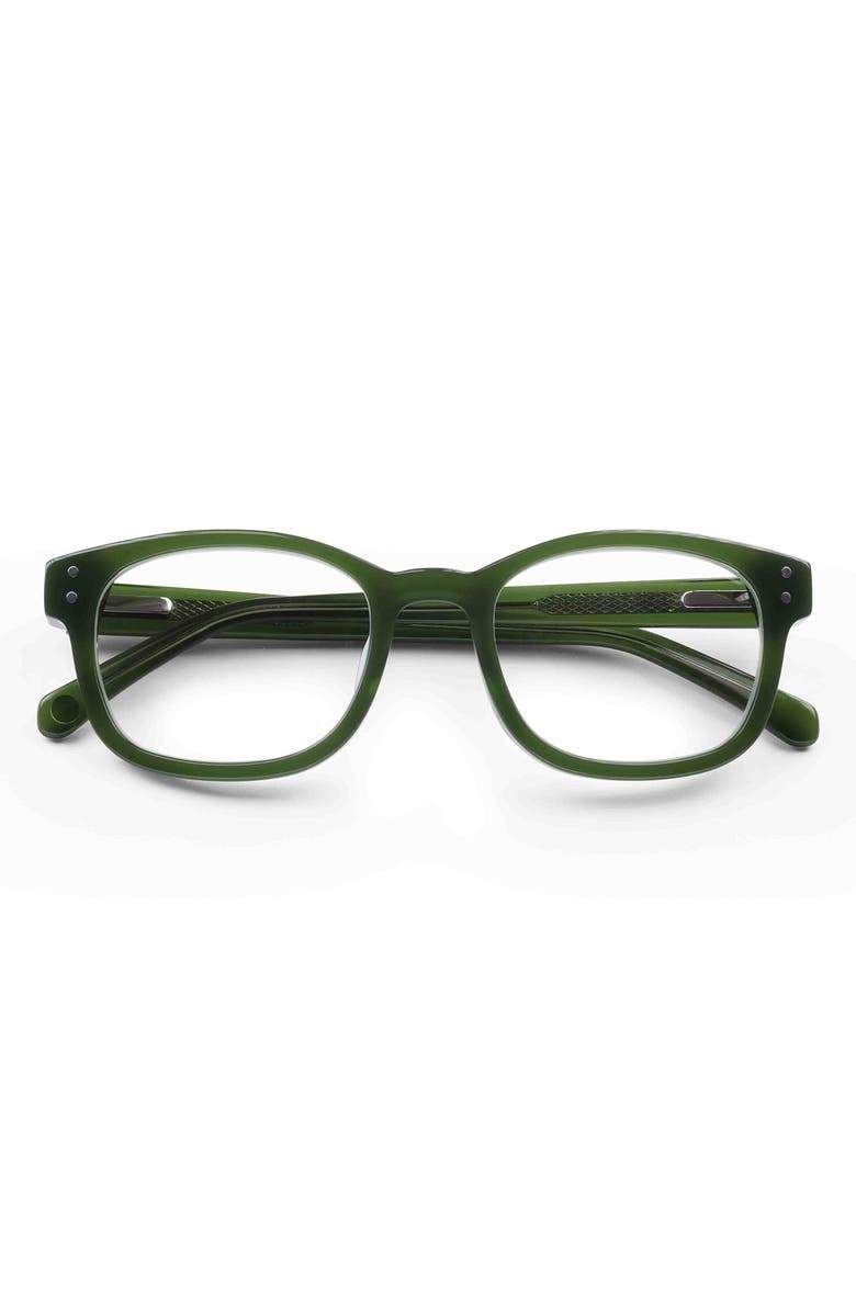 eyebobs Biff 51mm Square Reading Glasses, Main, color, Olive Green