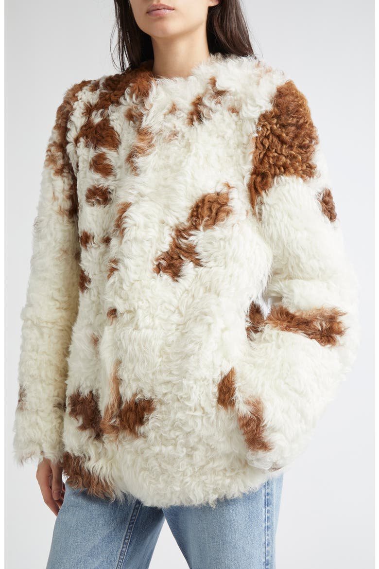 Hypnotic Spot Genuine Shearling Jacket, Alternate, color, CREAM