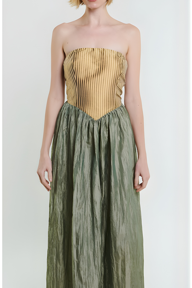 Roxanne Long Dress, Main, color, Cream / Moss