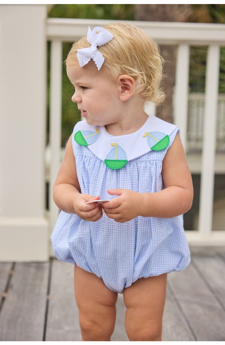 Little English Applique Bib Bubble, Alternate, color, Sailboats