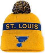 FANATICS Women's Fanatics Gold/Navy St. Louis Blues Authentic Pro Rink Cuffed Knit Hat with Pom