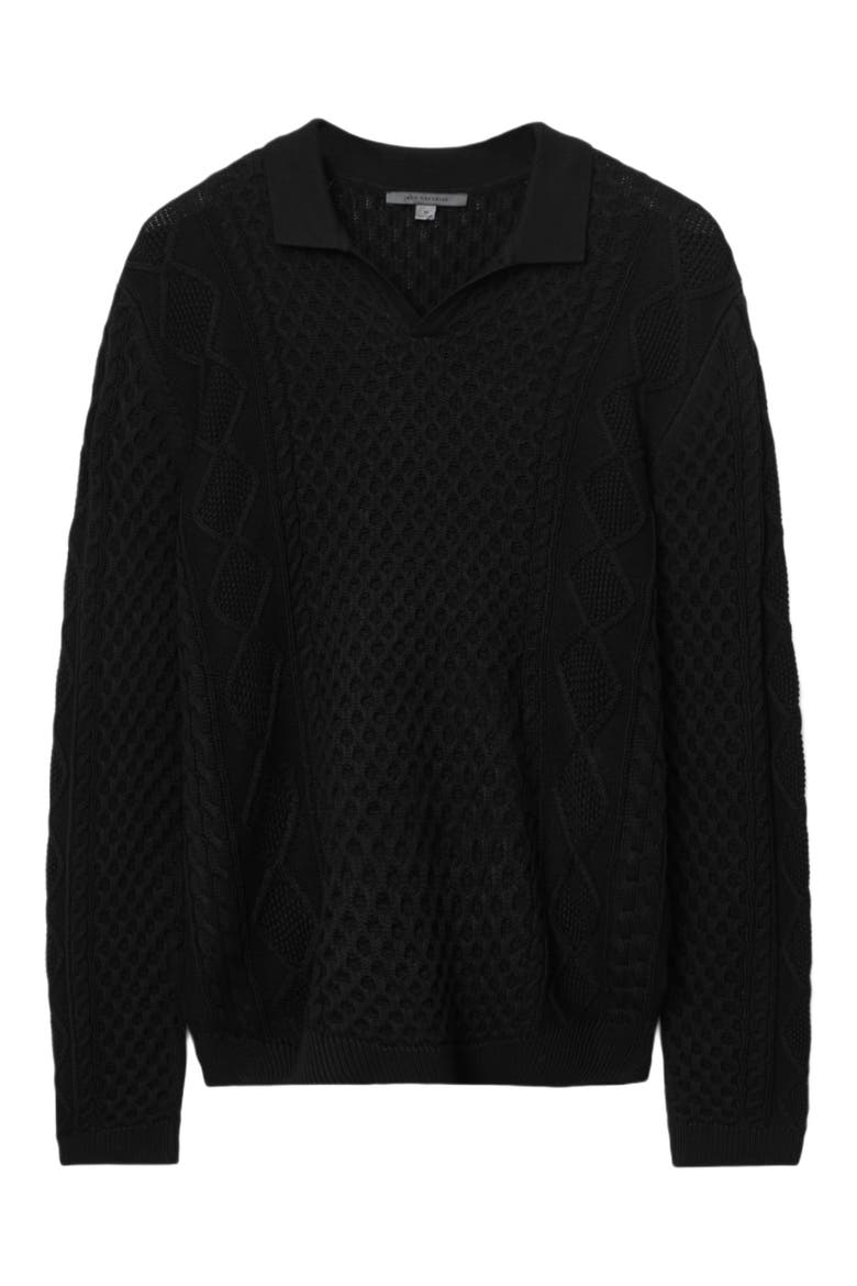 Haynes Organic Cotton Johnny Collar Sweater, Alternate, color, BLACK
