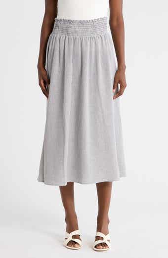 Renee C Smocked Waist Midi Skirt