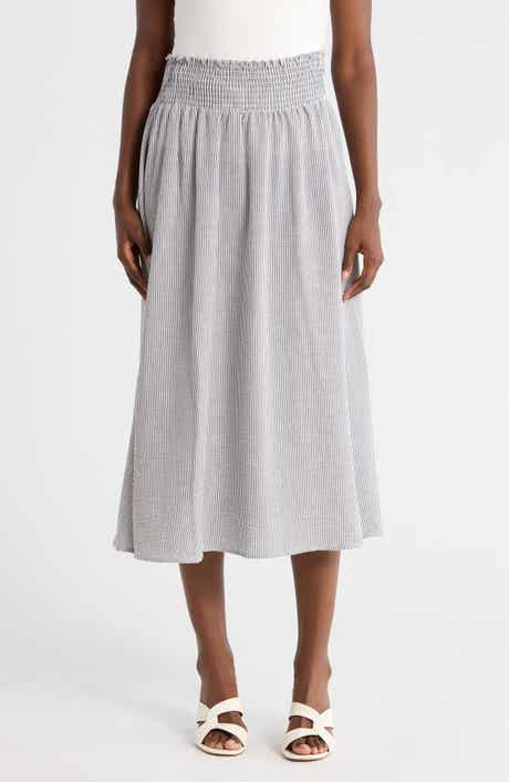 Renee C Smocked Waist Midi Skirt