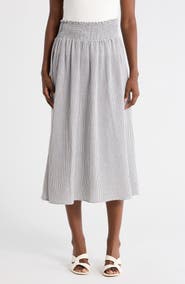 Renee C Smocked Waist Midi Skirt