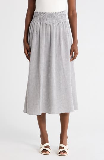 Renee C Smocked Waist Midi Skirt in Black at Nordstrom Rack, Size X-Small
