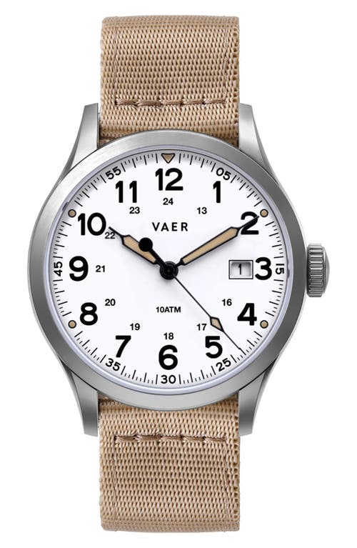 Vaer S5 Field Nylon Strap Watch, 40mm In White