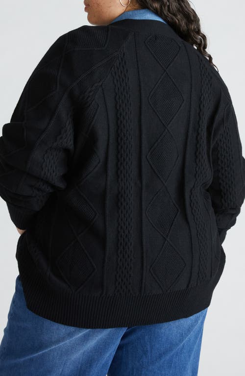 Universal Standard Mixed Cable Stitch Cardigan In Black
