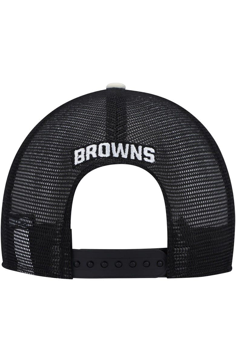 New Era Men's New Era Cream/Black Cleveland Browns Chrome Collection 9FIFTY Trucker Snapback Hat, Alternate, color, 