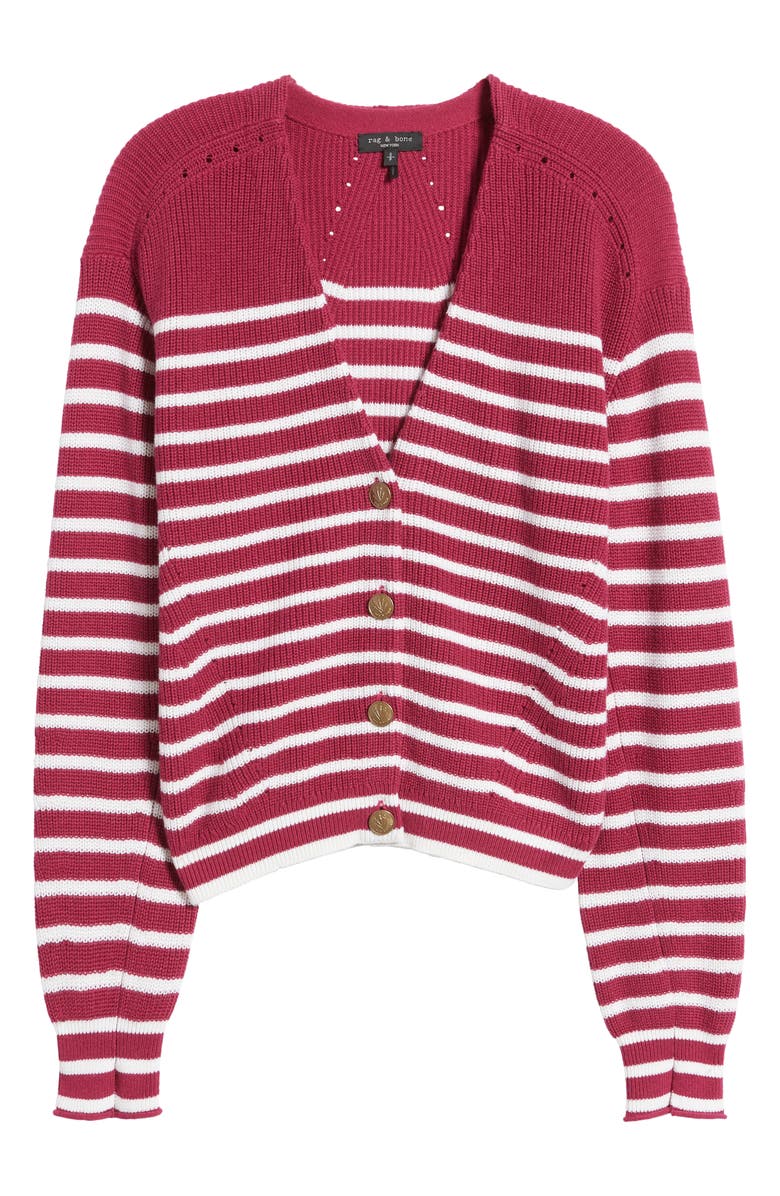 rag & bone Brianne Stripe Cotton & Cashmere Cardigan, Alternate, color, Fuamlt