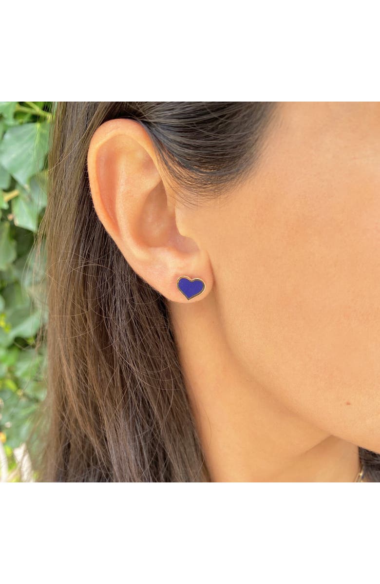The Lovery Fine Jewelry Large Lapis Heart Stud Earrings, Alternate, color, Lapis