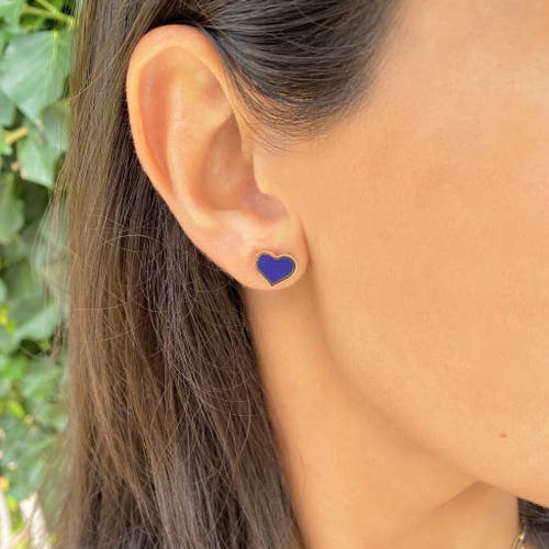 The Lovery Fine Jewelry Large Lapis Heart Stud Earrings In Blue