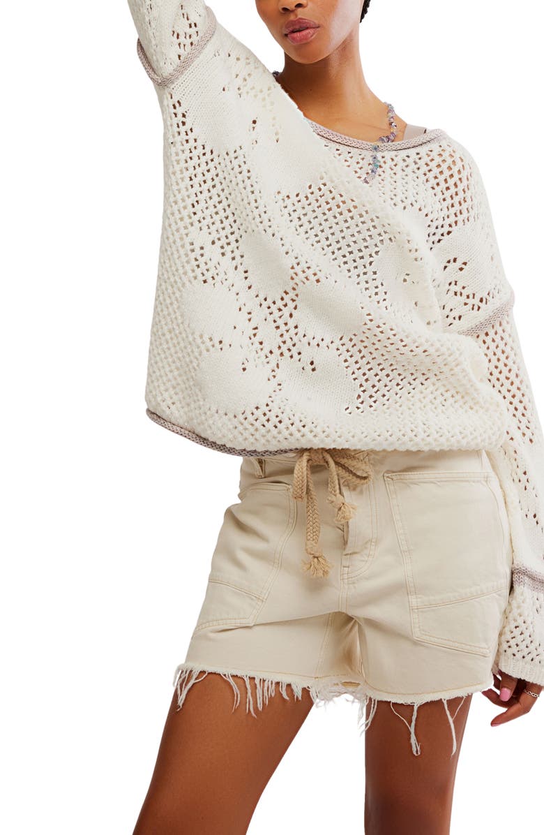 Free People Hidden Tropics Sweater, Alternate, color, Ivory Combo