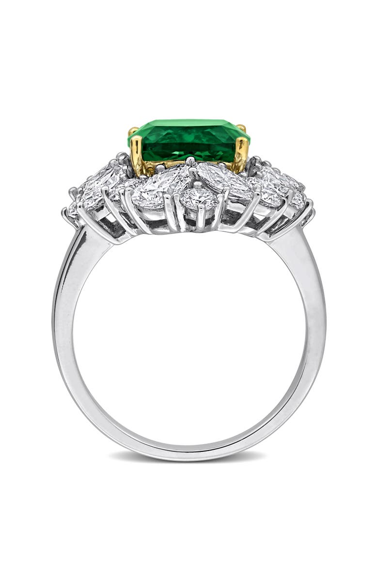 Julianna B. Lab-Created Emerald & Diamond Floral Ring 18k, Alternate, color, Emerald