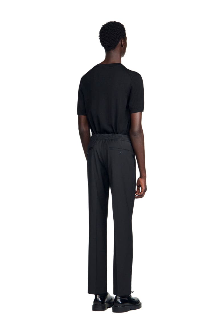 Elasticated straight-leg trousers, Alternate, color, Black