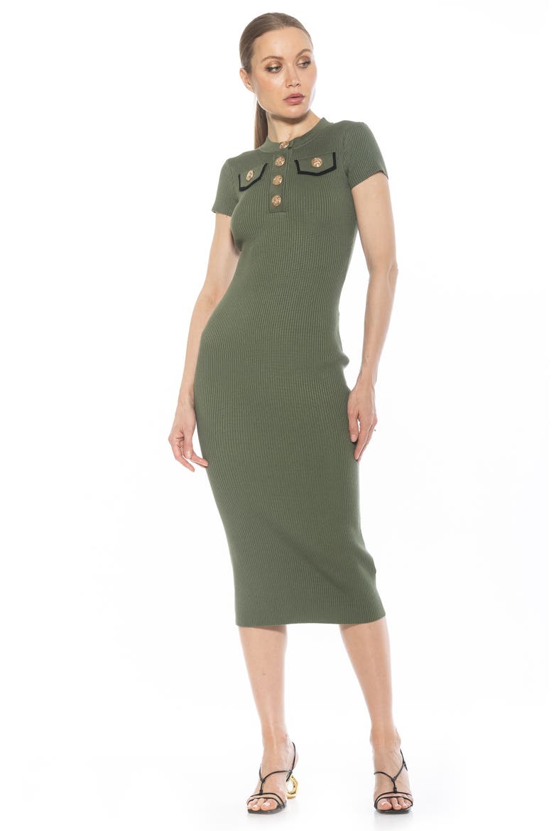 Rhys Crewneck Knit Sheath Midi Dress, Alternate, color, SAGE