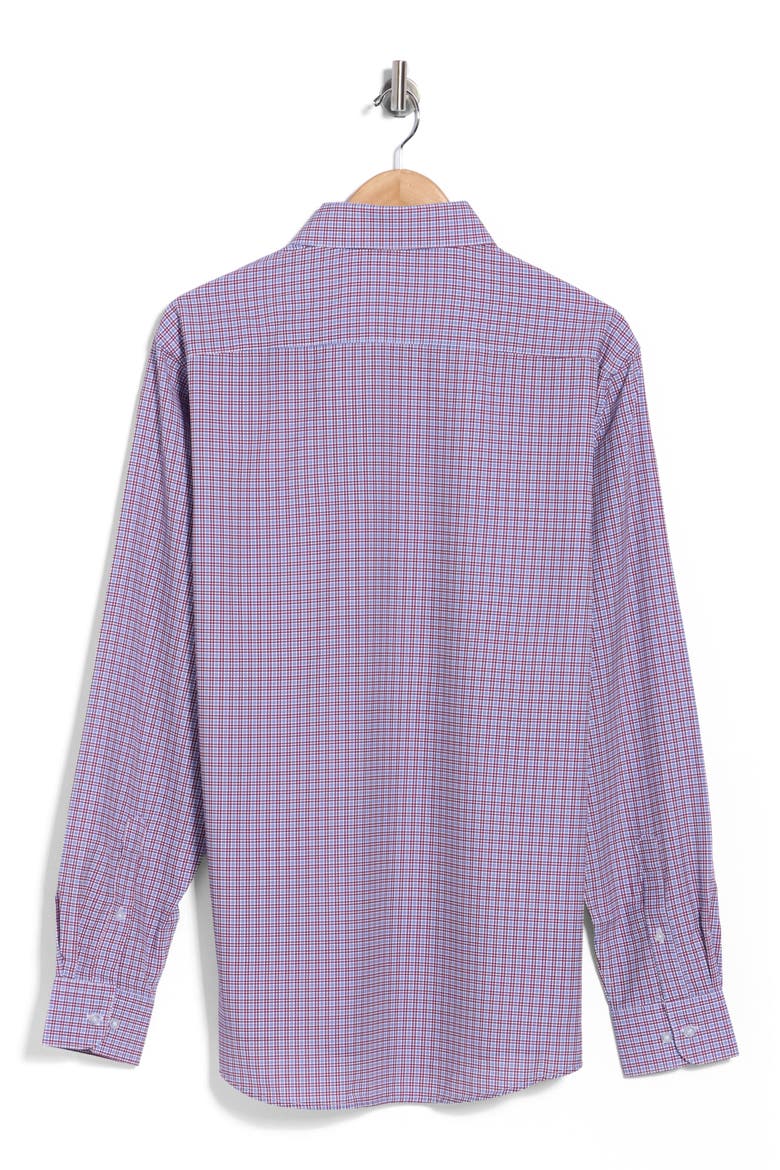 Slim Fit Windowpane Stretch Dress Shirt, Alternate, color, WHT/ BURG/ NVY