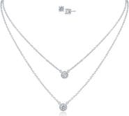 CZ by Kenneth Jay Lane Round Cubic Zirconia Solitaire Multistrand Pendant Necklace & Stud Earrings Set