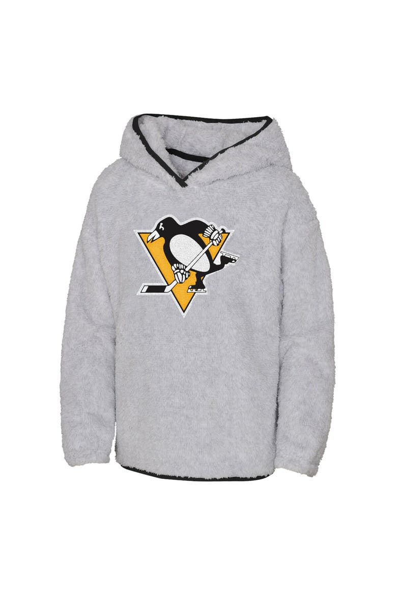 Girls Youth Heather Gray Pittsburgh Penguins Ultimate Teddy Fleece Pullover Hoodie, Alternate, color, Heather Gray
