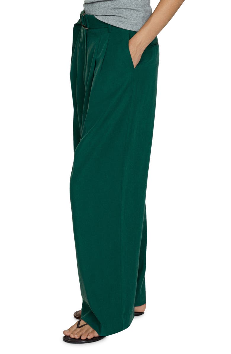 MANGO Belted Pants, Alternate, color, Green