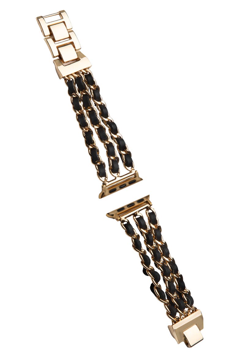 Braided Chain Apple Watch® Watchband, Main, color, BLACK
