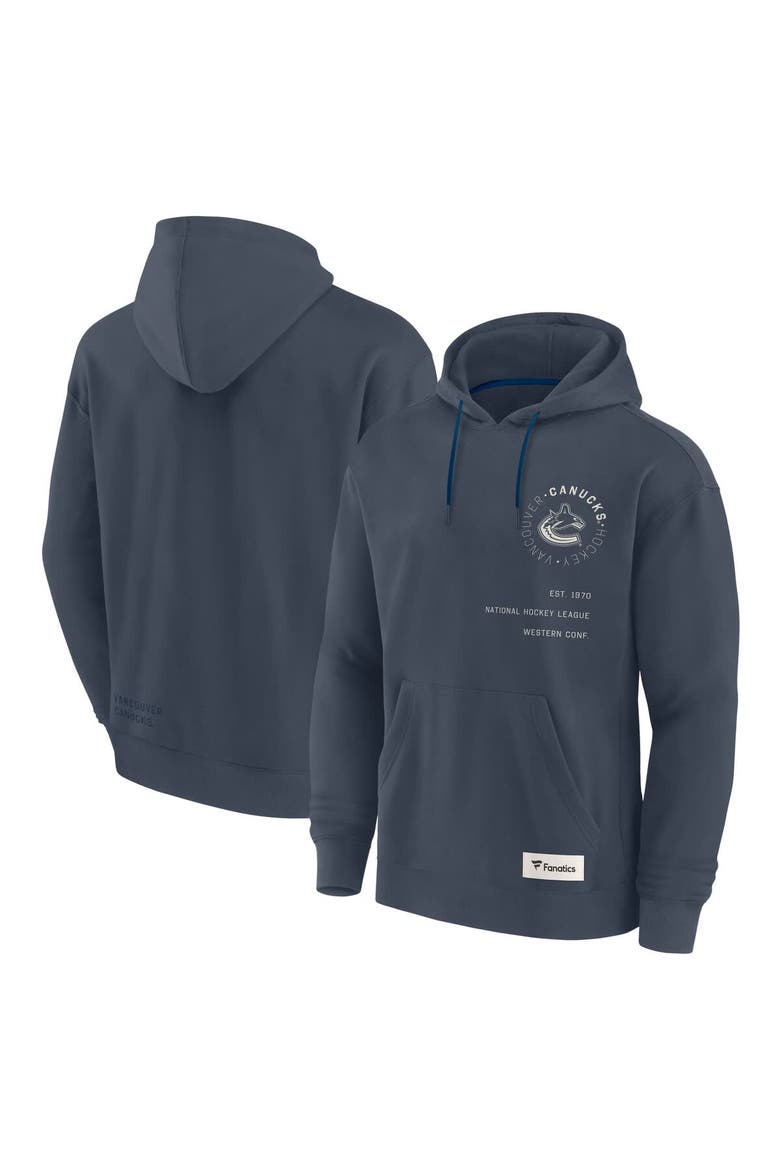 Men's Fanatics Navy Vancouver Canucks Future Ground Info Pullover Hoodie, Main, color, Navy