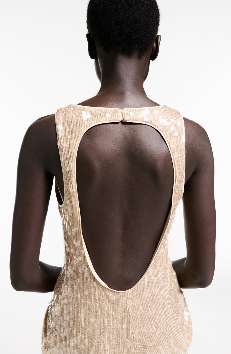 MANGO Cutout Sequin Maxi Dress, Alternate, color,