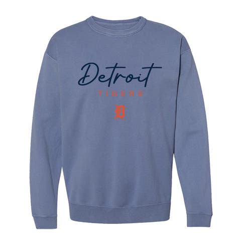 Women's Soft as a Grape  Blue Detroit Tigers Pigment Dye Crewneck Sweatshirt