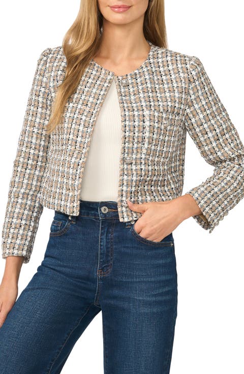 Collarless Tweed Jacket
