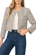 CeCe Collarless Tweed Jacket