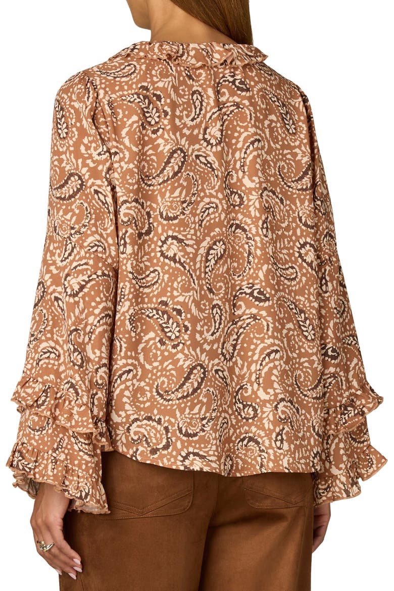 Ruffle Print Top, Alternate, color, PECAN MULTI
