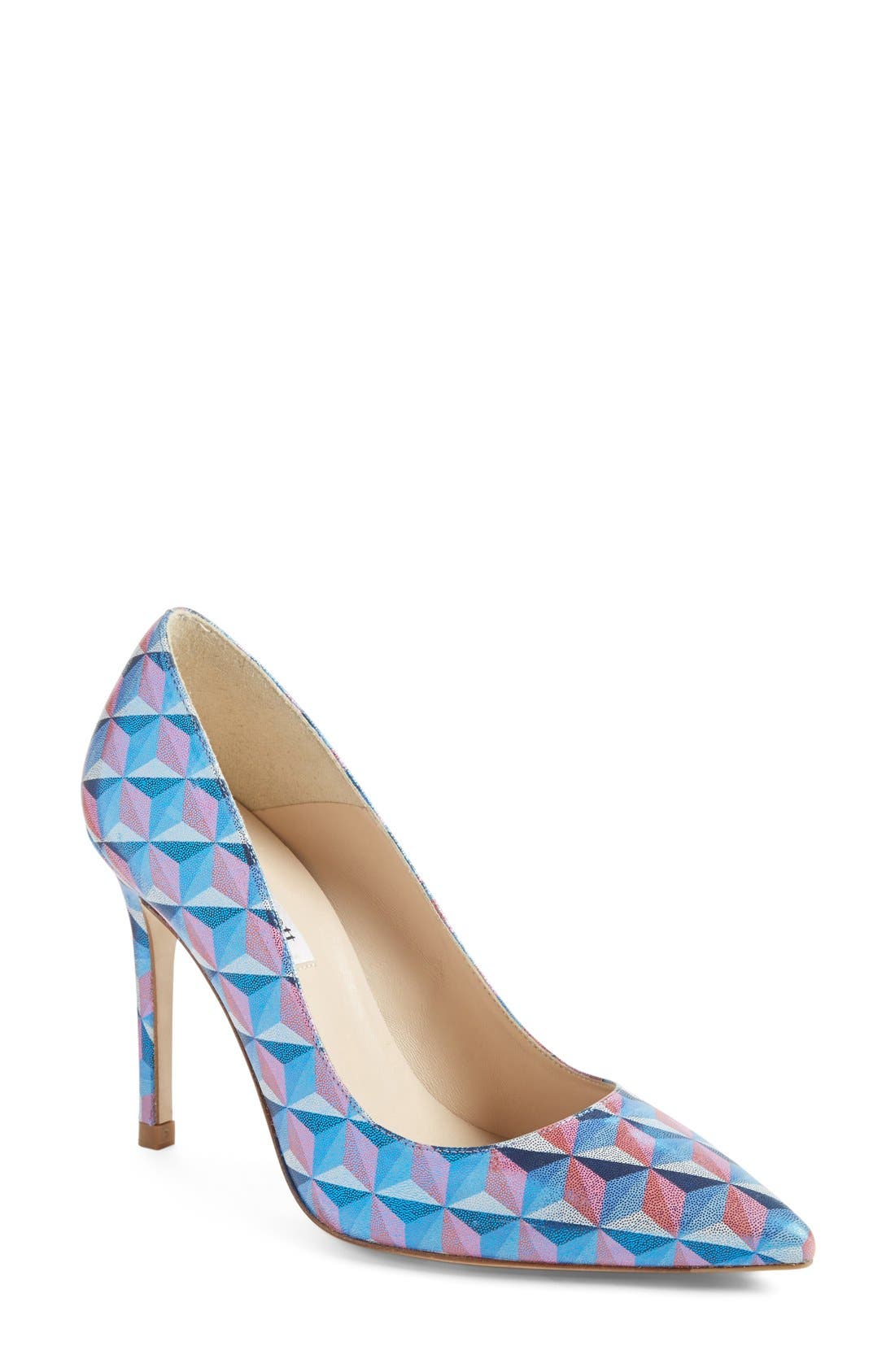L.K. Bennett 'Fern' Pointy Toe Pump, Main, color, MULTI PRINT BLUE