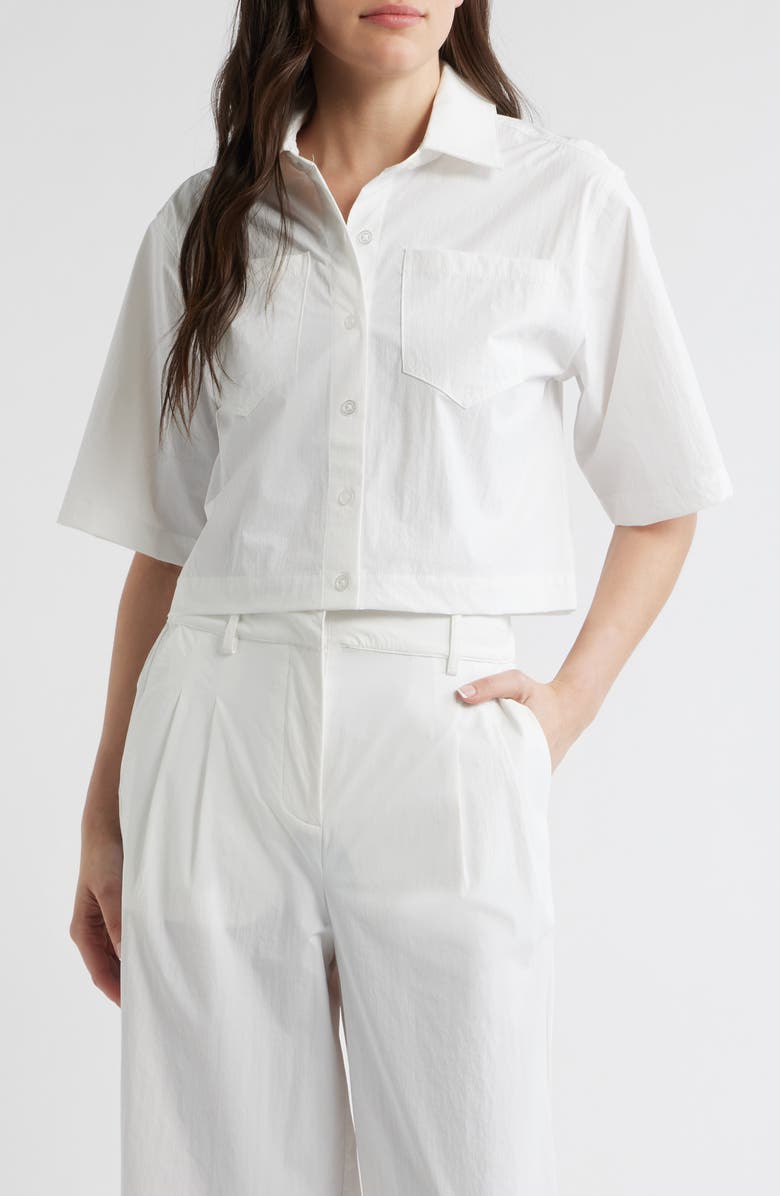 Bernardo Crop Button-Up Shirt, Main, color, Bright White