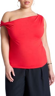 ELOQUII Asym Twist Sleeve Top