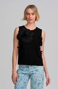 ELLE Collection Floral Applique Shell