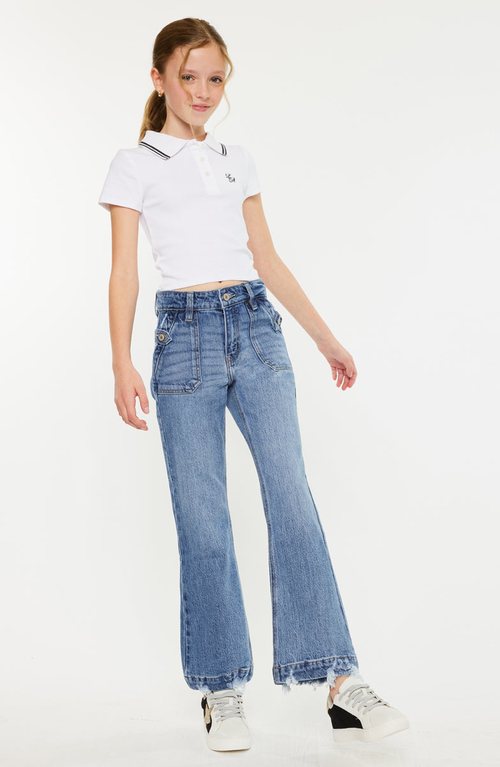 Kancan Sherri High Rise Wide Leg Flare Jeans In Blue
