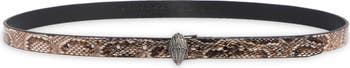 Eagle Head Metallic Snake Print Leather Belt