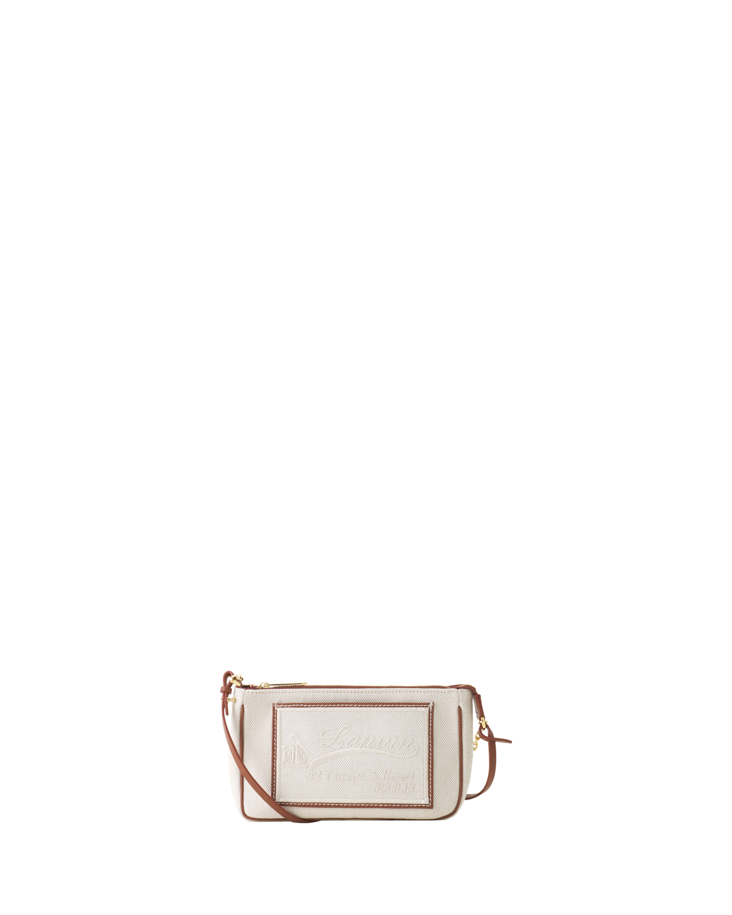 Lanvin Compagnon Small Zipped Sholder Bag In Canvas, Main, color, Brown