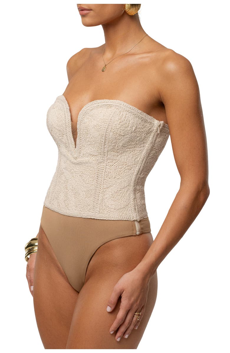 JLUXLABEL Serene Coast Texture Bodysuit, Alternate, color, Ecru