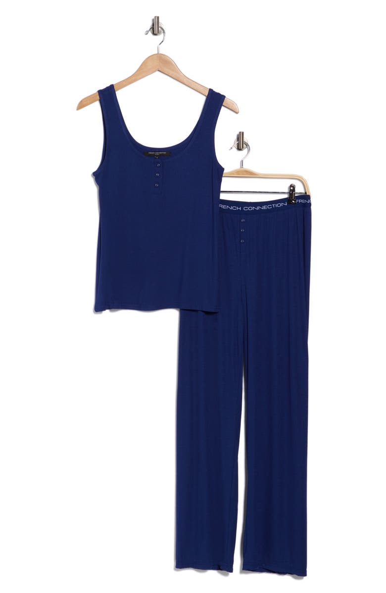French Connection 3-Piece Jersey Pajamas, Alternate, color, Blue Depths