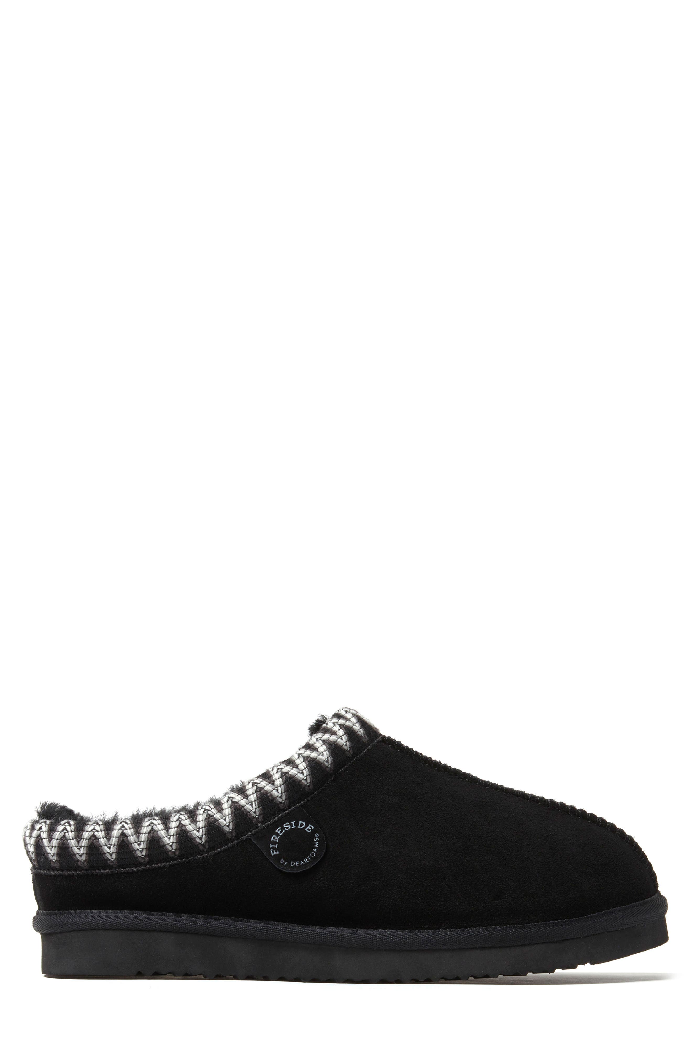 Grafton Genuine Shearling Lined Slipper, Alternate, color, BLACK