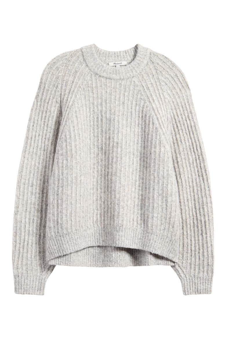 Marled Rib Cotton & Wool Blend Sweater, Alternate, color, HEATHER DUSK GREY MARL