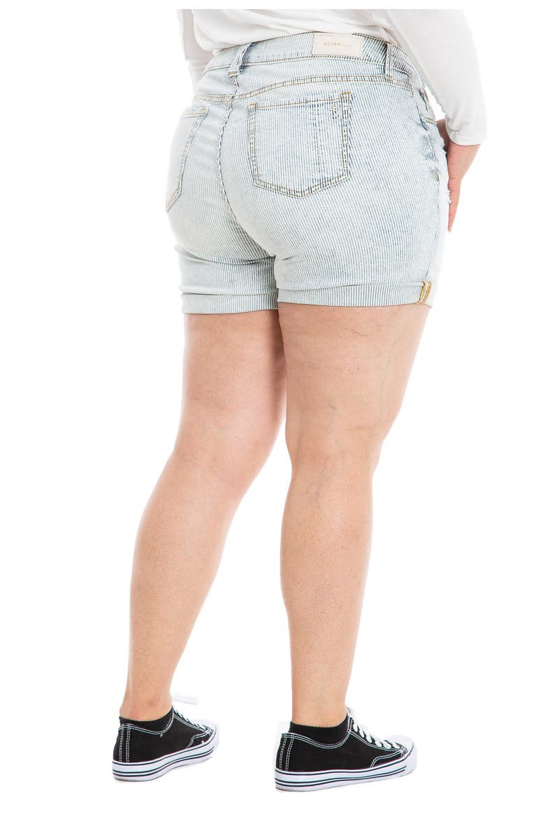 SLINK Jeans Striped High-Rise Shorts, Alternate, color, Denim Stripes